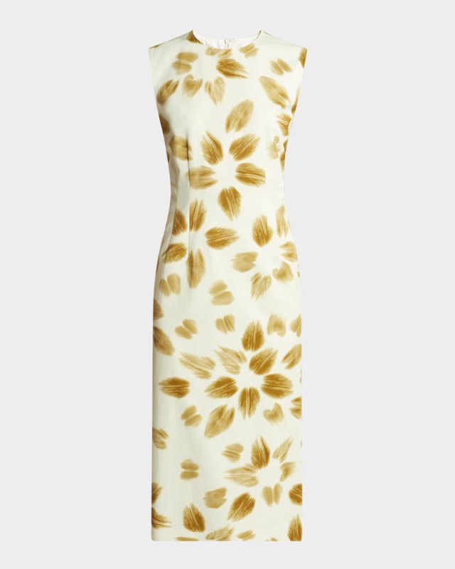 Delavina Printed Sheath Midi Dress